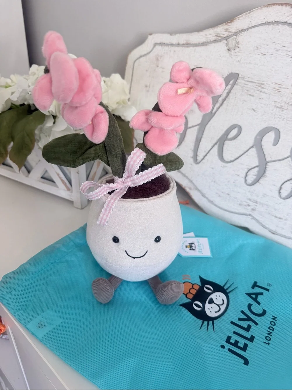 Jellycat Amuseables Pink Orchid + Dust Bag! AUTHENTIC BNWT!